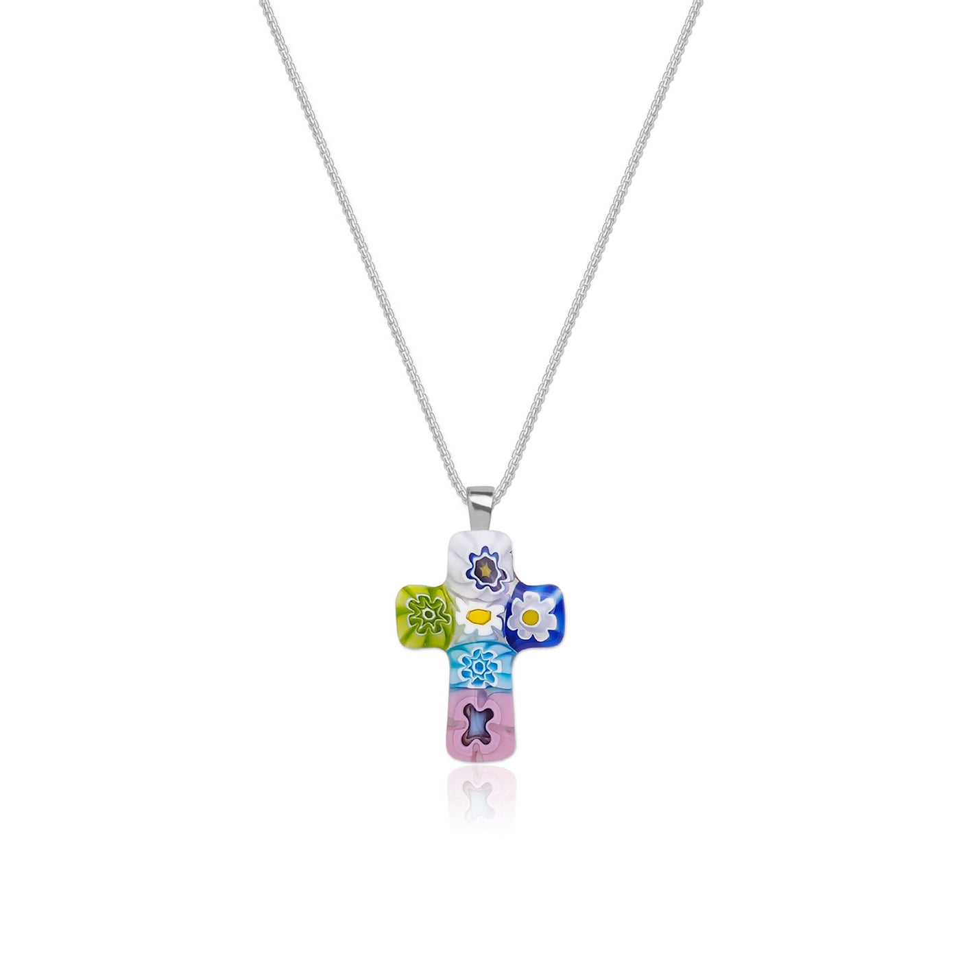 Cross in Bloom Necklace - 1.2mm 925 Sterling Silver - Pendant Necklace