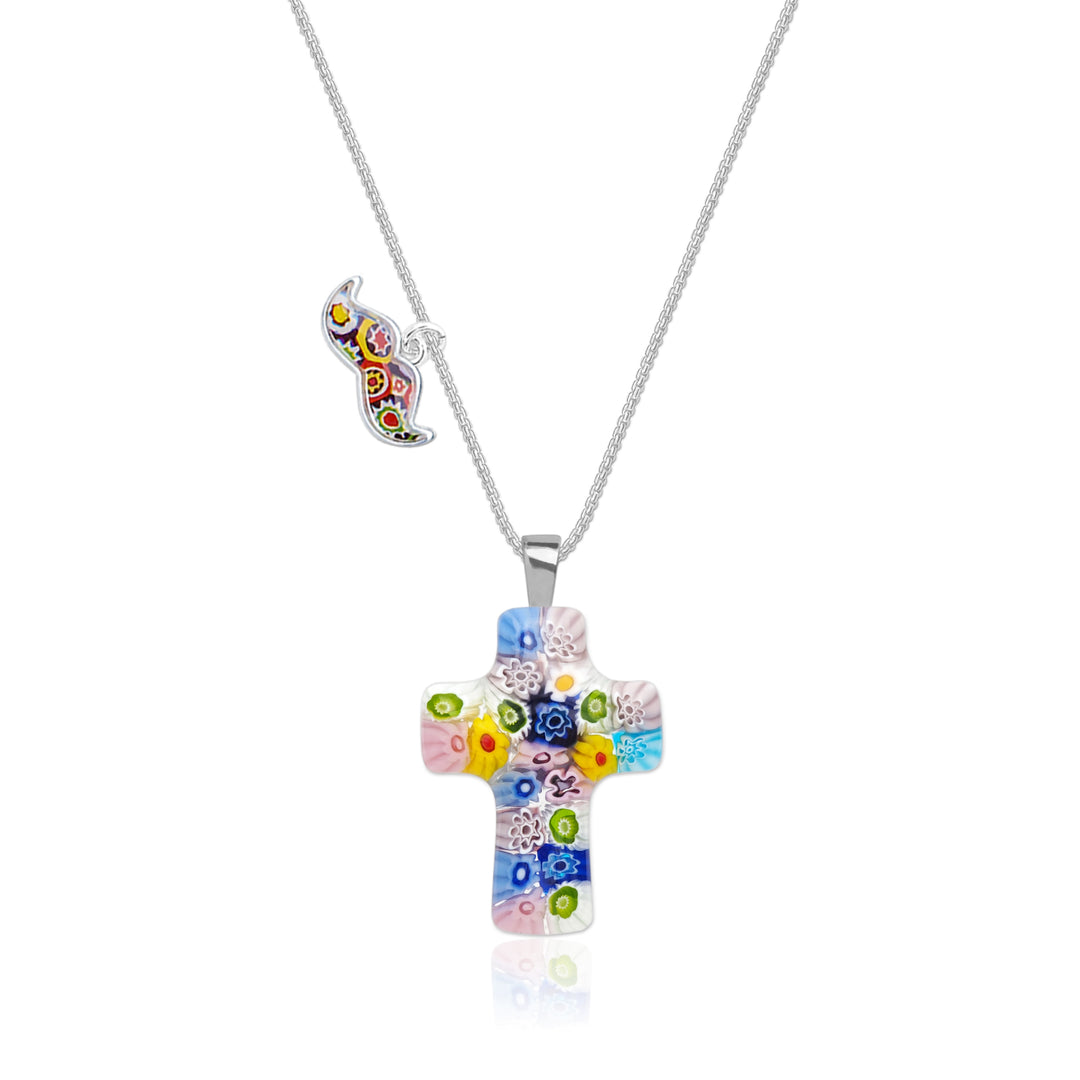 Floral cross necklace hotsell