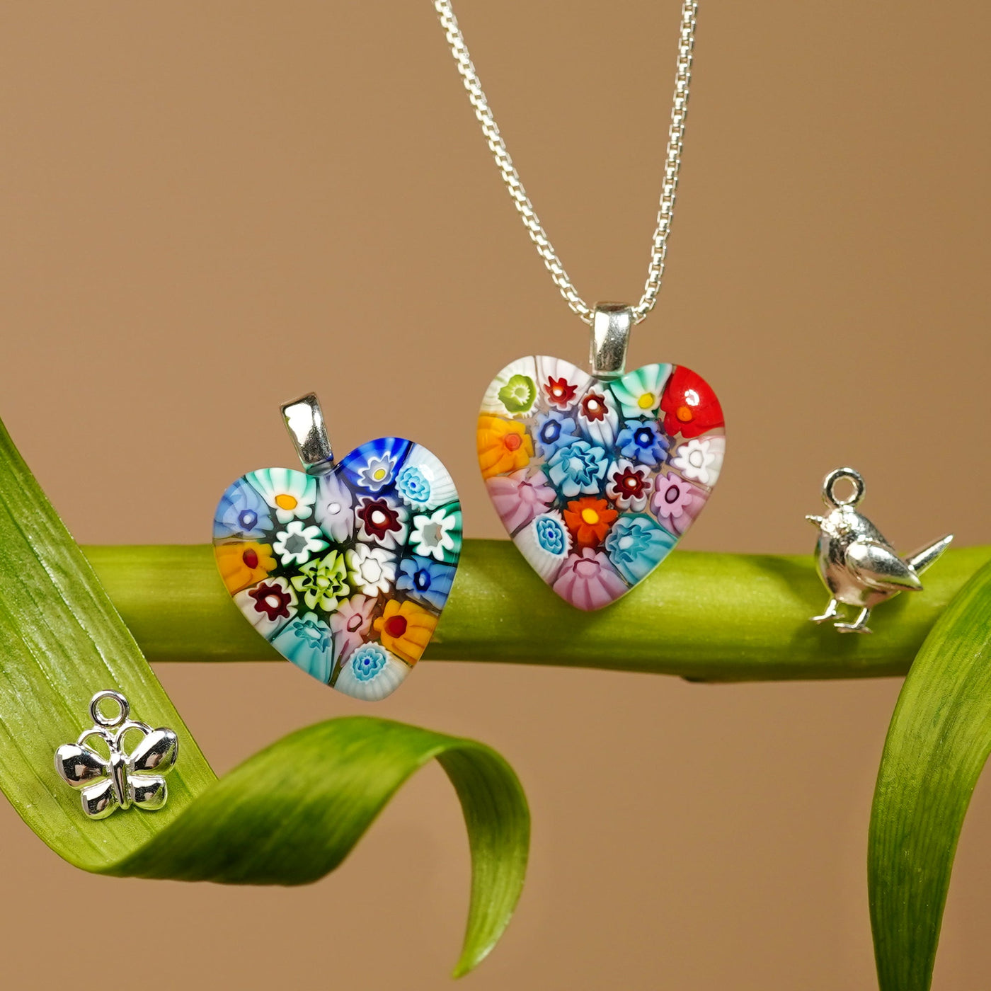 Flowers in Bloom Heart Necklace - 14mm - Pendant Necklace