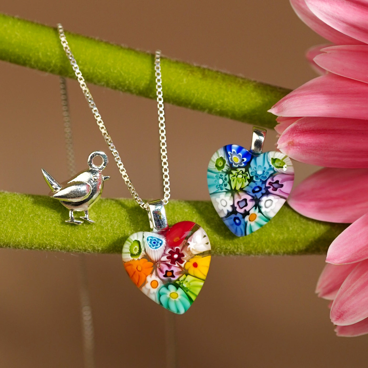 Flowers in Bloom Heart Necklace - 18mm - Pendant Necklace