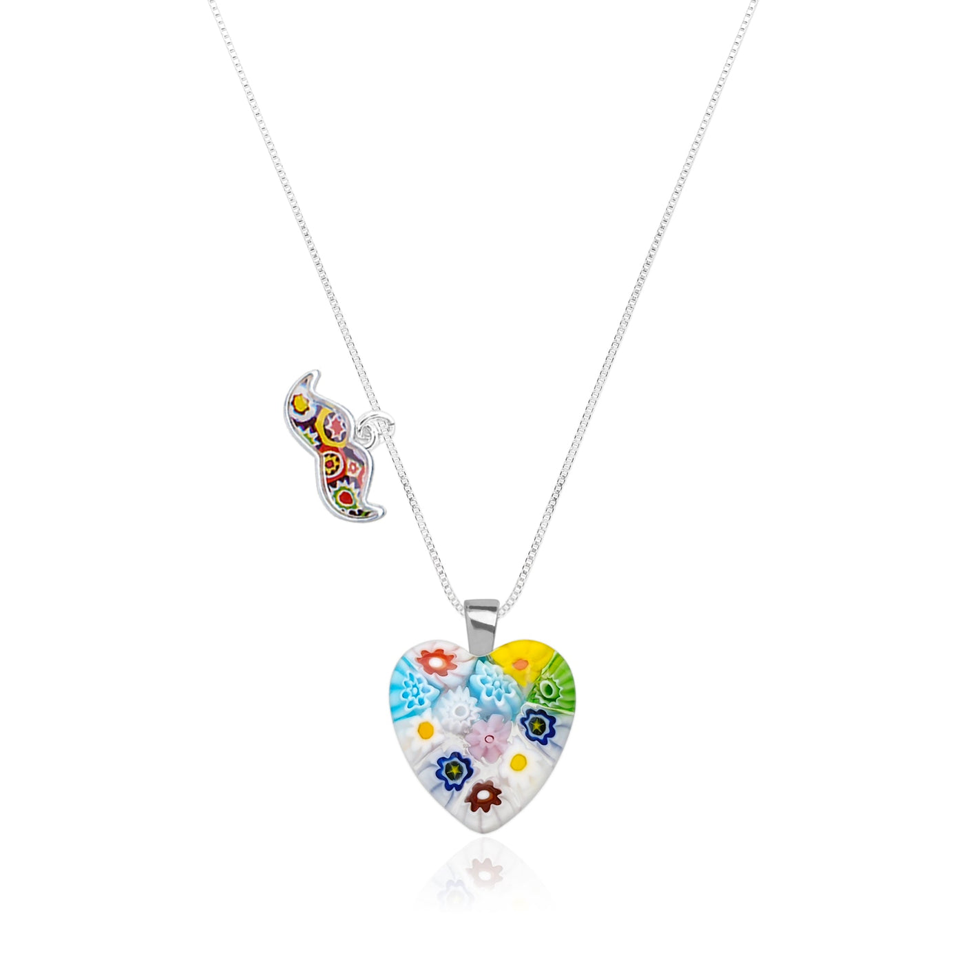 Flowers in Bloom Heart Necklace - 1mm 925 Sterling Silver [Free upgrade] - Pendant Necklace