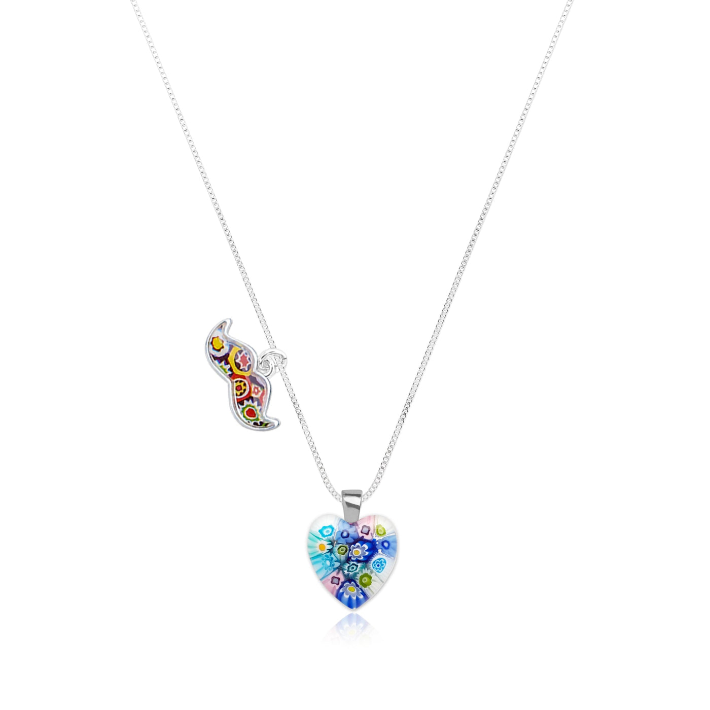 Flowers in Bloom Heart Necklace - 2mm 316L Stainless Steel - Pendant Necklace