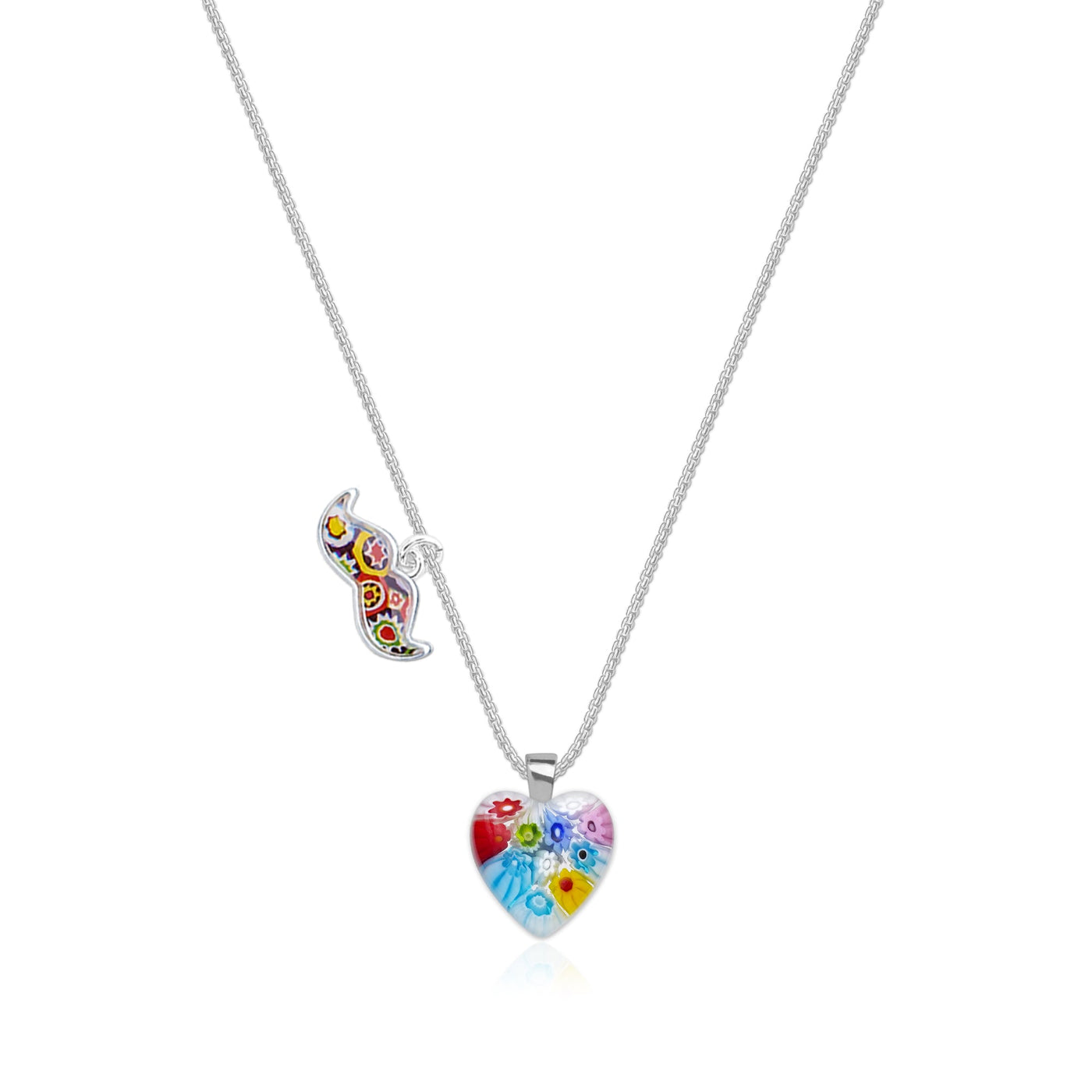 Flowers in Bloom Heart Necklace - 2mm 316L Stainless Steel - Pendant Necklace