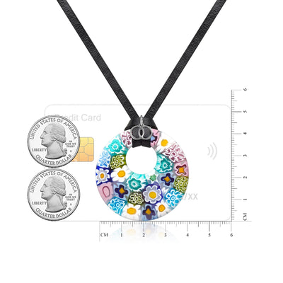 Full of Flowers Donut Pendant - 1.8mm 925 Sterling Silver - Pendant Necklace