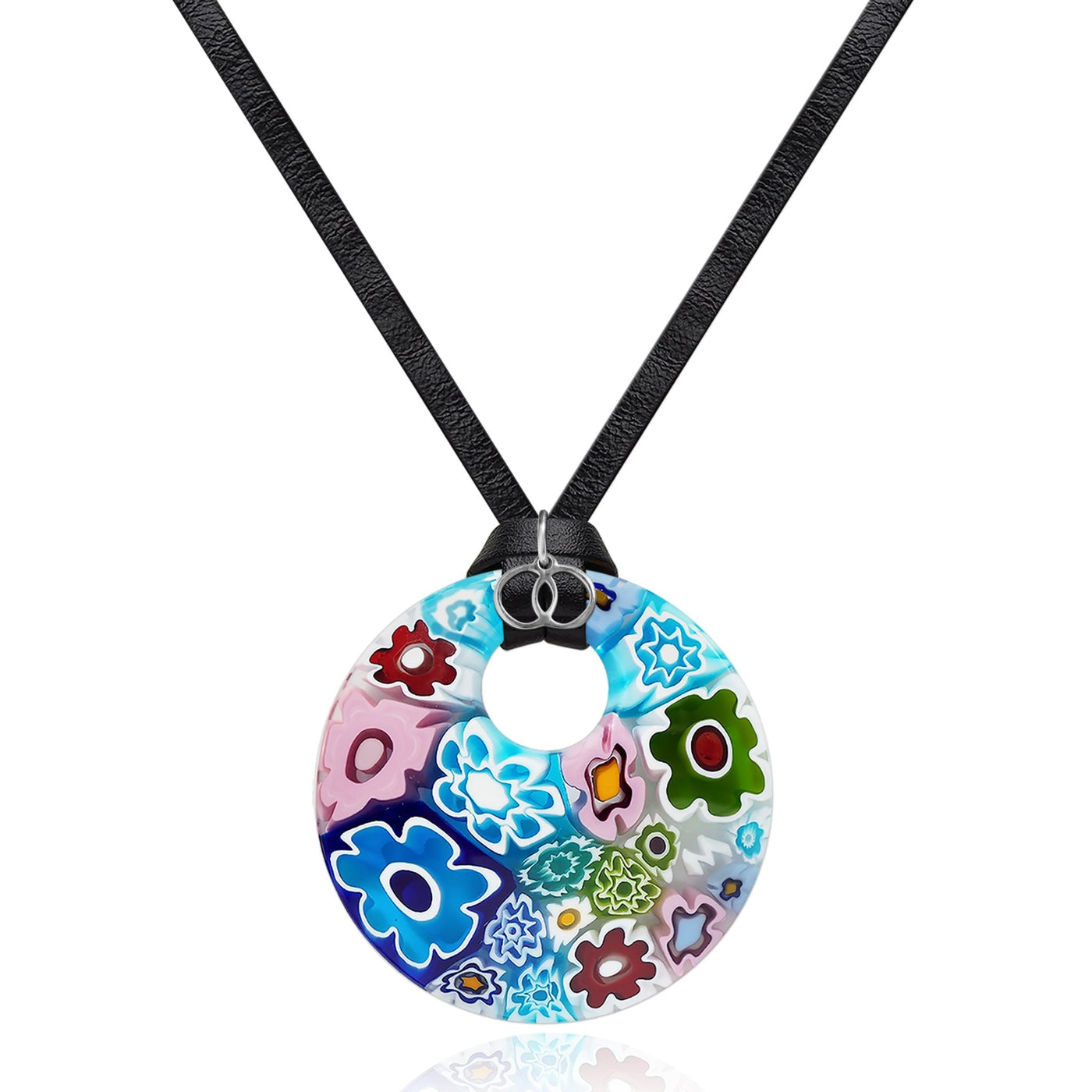 Full of Flowers Garden Round Pendant - 20+2 inch - Pendant Necklace