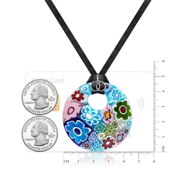 Full of Flowers Garden Round Pendant - 20+2 inch - Pendant Necklace