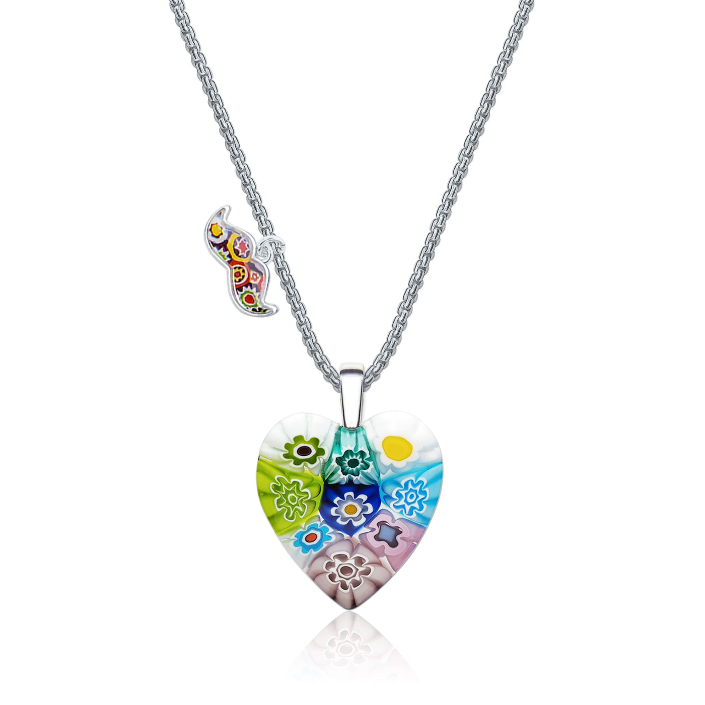 Nine in Bloom Heart Necklace - 1.2mm 925 Sterling Silver [Free Upgrade] - Pendant Necklace