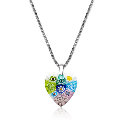 Nine in Bloom Heart Necklace - 2mm 316L Stainless Steel - Pendant Necklace