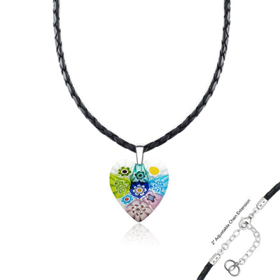 Nine in Bloom Heart Necklace - 2mm 316L Stainless Steel - Pendant Necklace