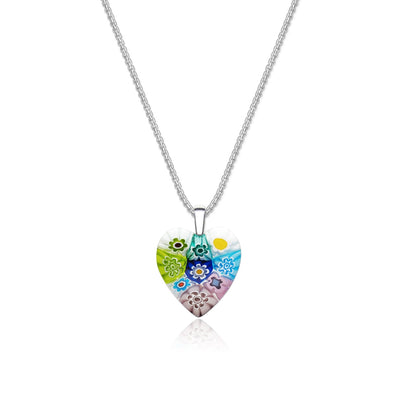 Nine in Bloom Heart Necklace - 2mm 316L Stainless Steel - Pendant Necklace