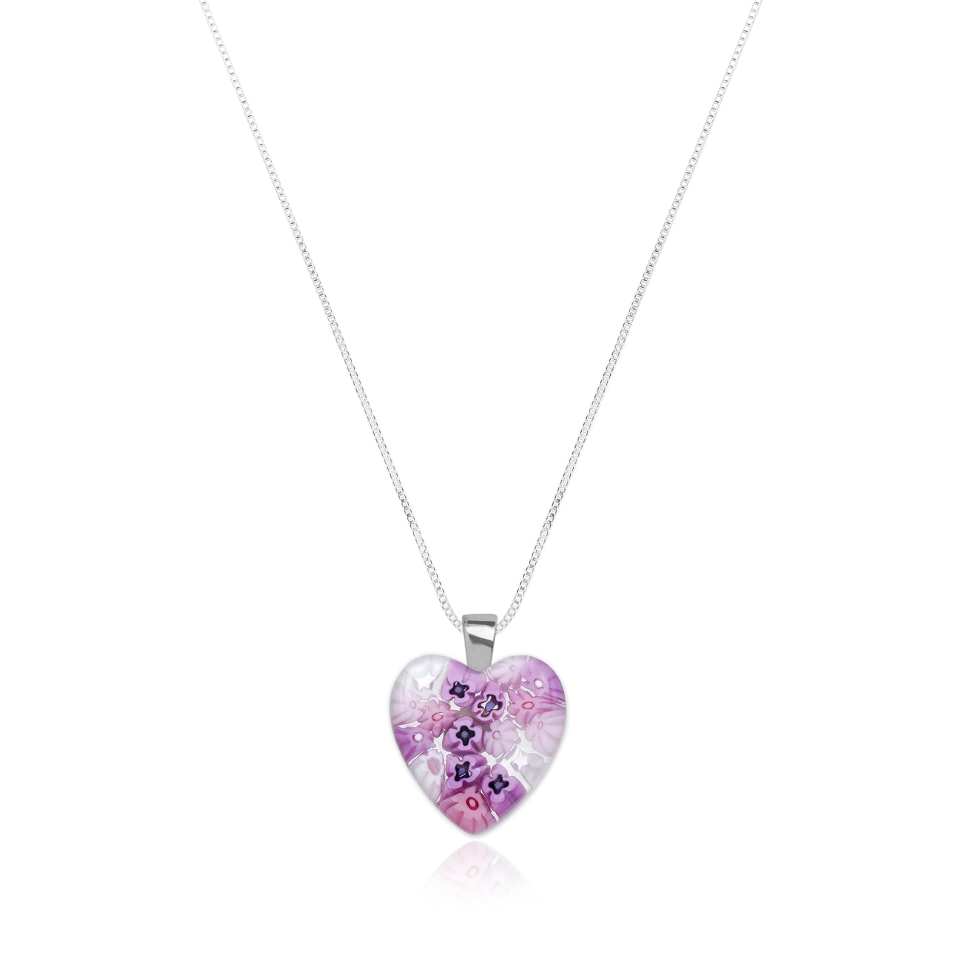 Pink in Bloom Heart Necklace - 14mm - Pendant Necklace