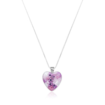 Pink in Bloom Heart Necklace - 14mm - Pendant Necklace