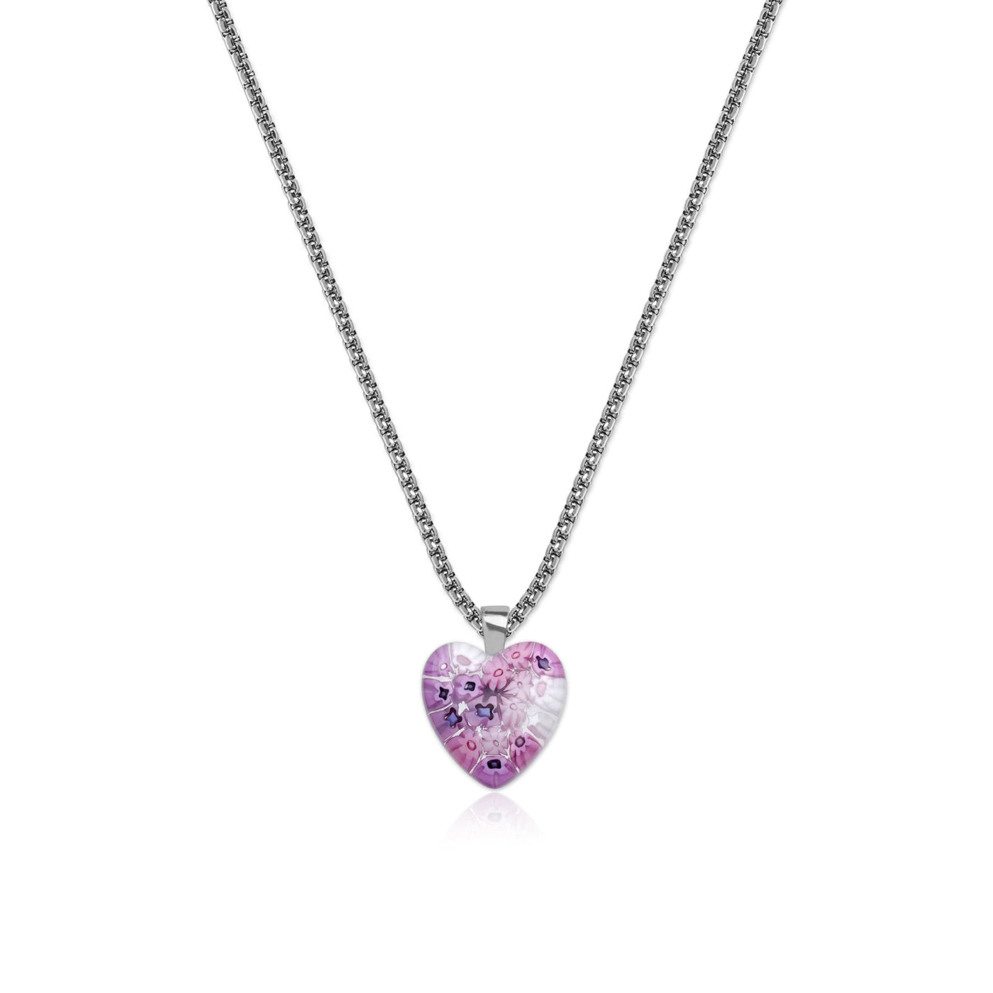 Pink in Bloom Heart Necklace - 14mm - Pendant Necklace