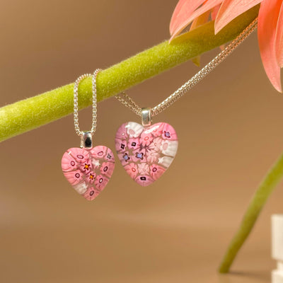 Pink in Bloom Heart Necklace - 18mm - Pendant Necklace