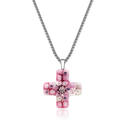 Pink in Bloom Necklace - 2mm 316L Stainless Steel - Pendant Necklace