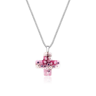 Pink in Bloom Necklace - 2mm 316L Stainless Steel - Pendant Necklace