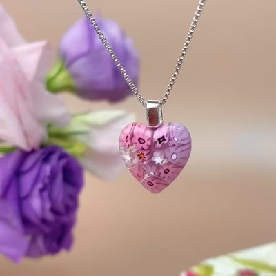 Pink in Bloom Heart Necklace
