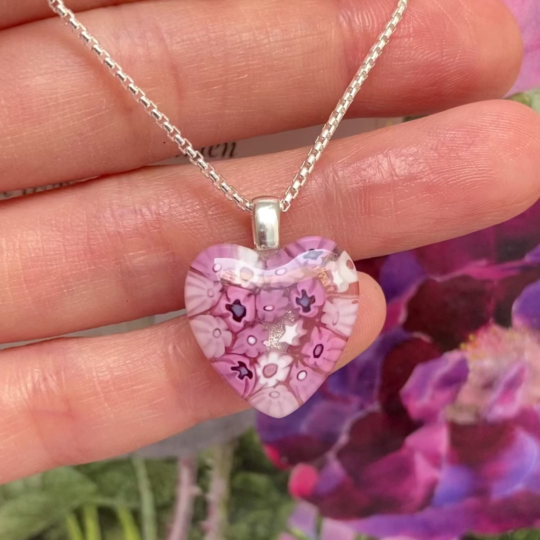 Pink in Bloom Heart Necklace