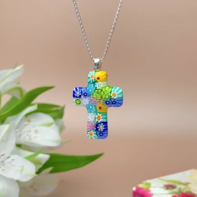 Floral Cross in Bloom Necklace