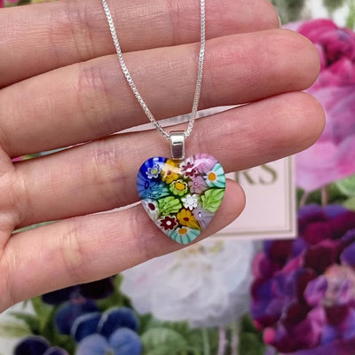 Flowers in Bloom Heart Necklace