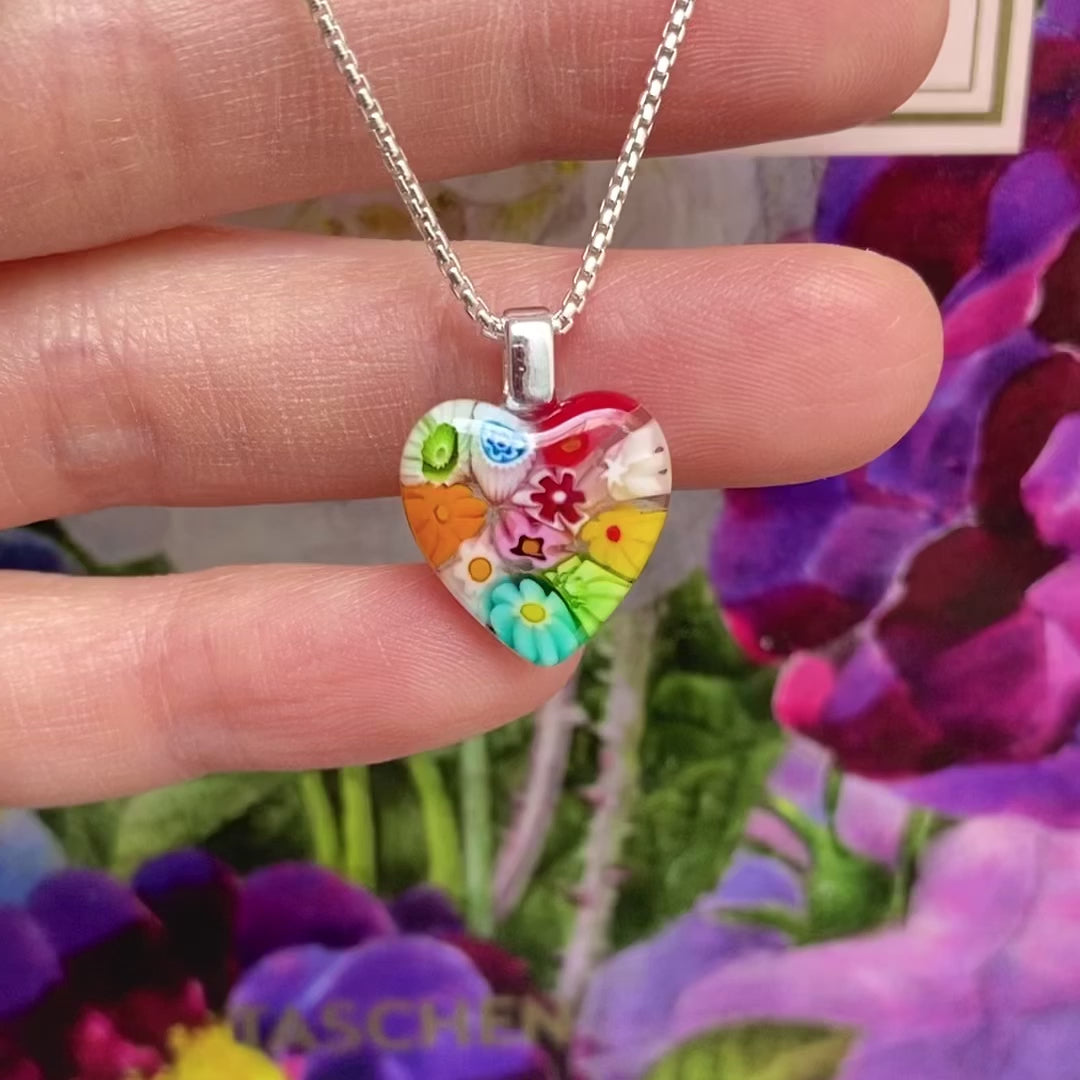 Flowers in Bloom Heart Necklace