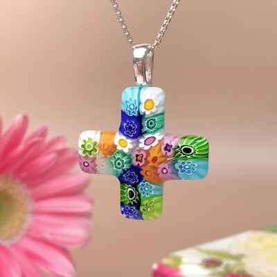 Greek Cross in Bloom Necklace
