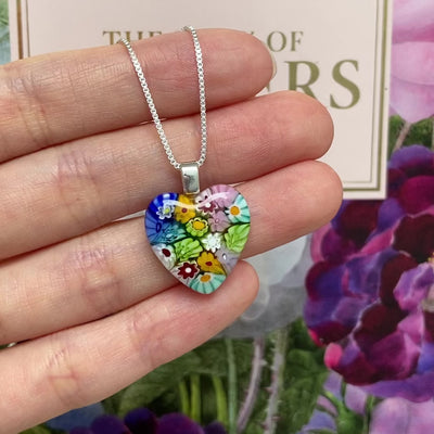 Flowers in Bloom Heart Necklace