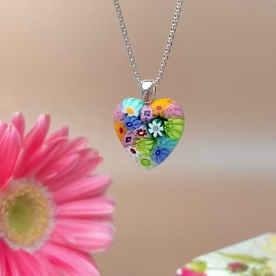 Flowers in Bloom Heart Necklace