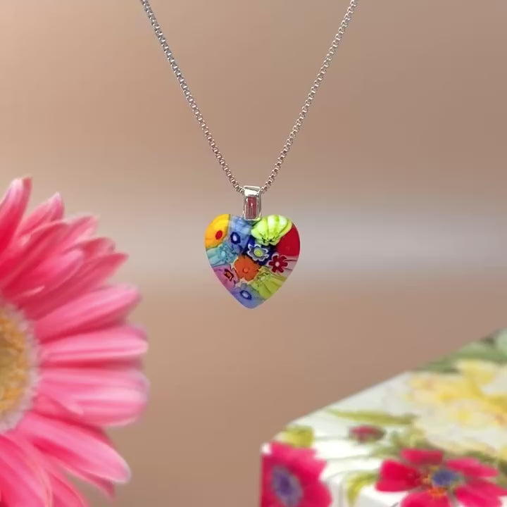 Flowers in Bloom Heart Necklace