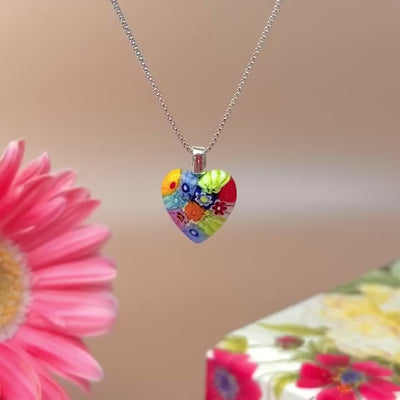 Flowers in Bloom Heart Necklace