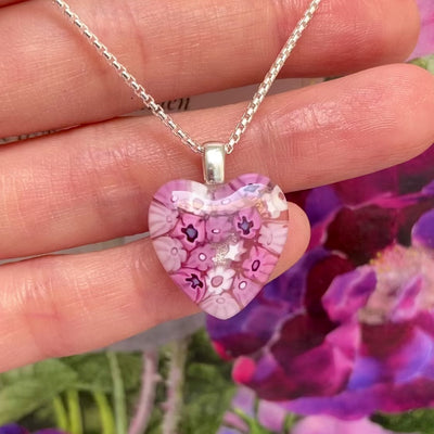 Pink in Bloom Heart Necklace