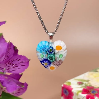 Nine in Bloom Heart Necklace