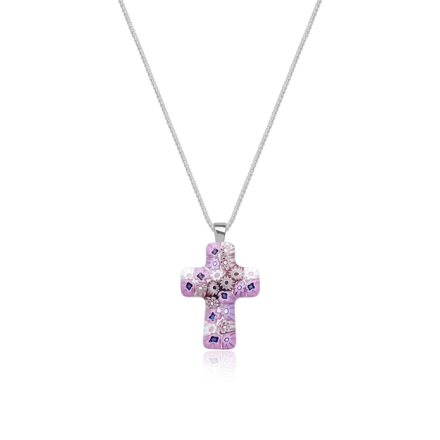 Cross in Bloom Necklace (Lavender Pink)