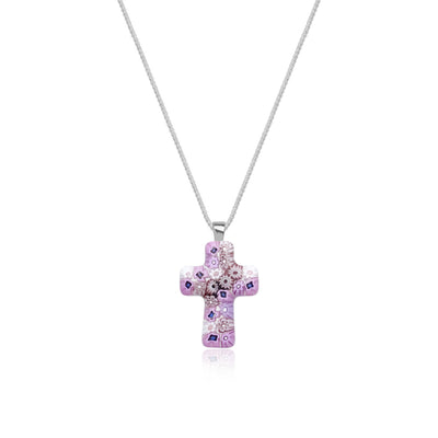 Cross in Bloom Necklace (Lavender Pink)