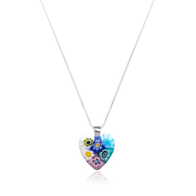 Six in Bloom Heart Necklace - 1mm 925 Sterling Silver [Free upgrade] - Pendant Necklace