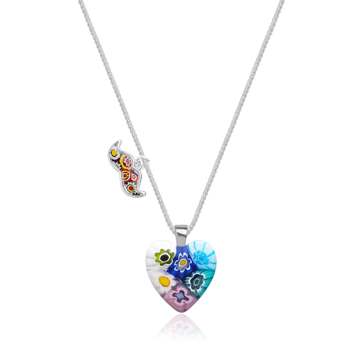 Six in Bloom Heart Necklace - 1mm 925 Sterling Silver [Free upgrade] - Pendant Necklace