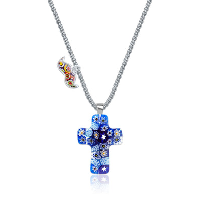 Starry Night Cross Necklace - 1mm 925 Sterling [Free upgrade] - Pendant Necklace