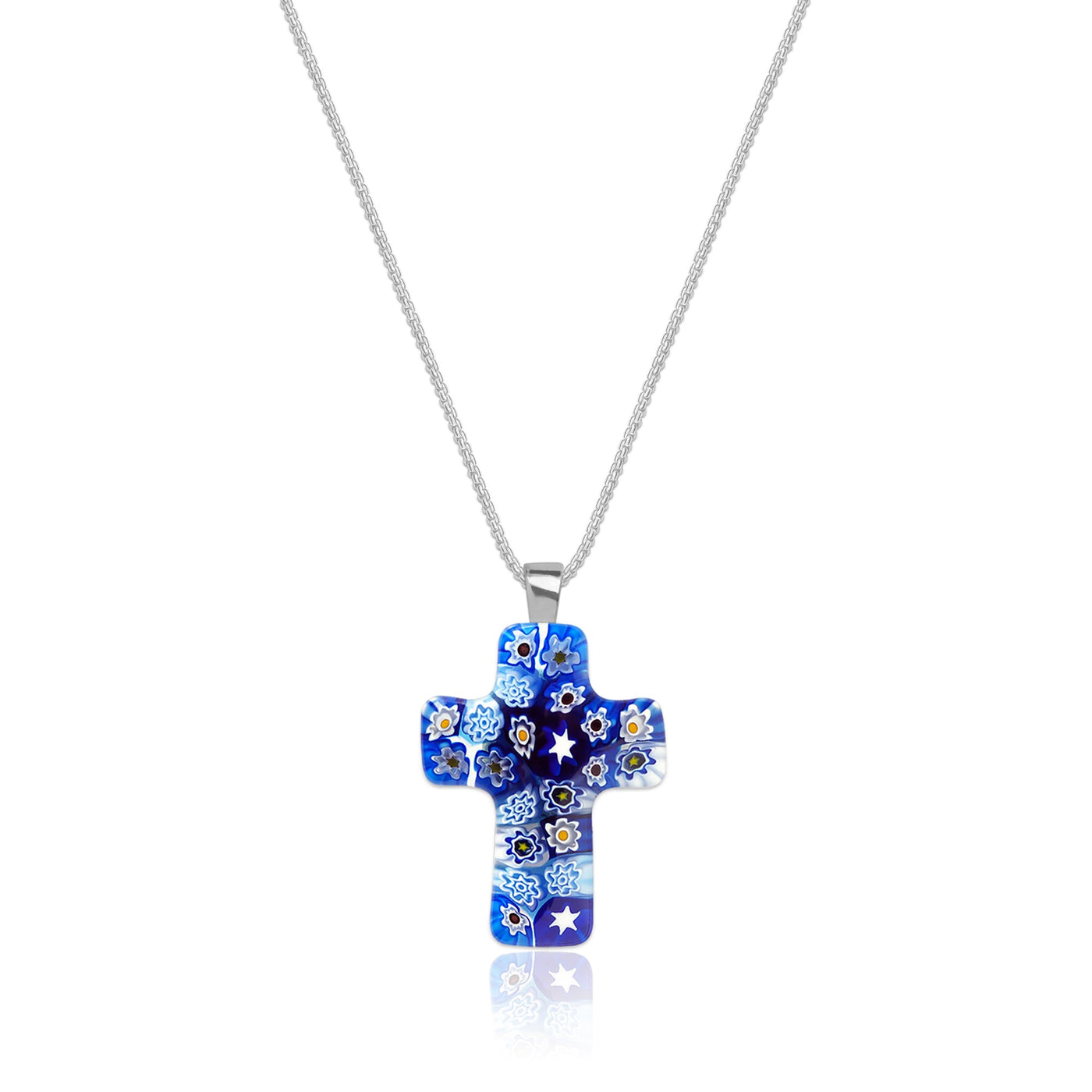 Starry Night Cross Necklace - 1mm 925 Sterling Silver - Pendant Necklace