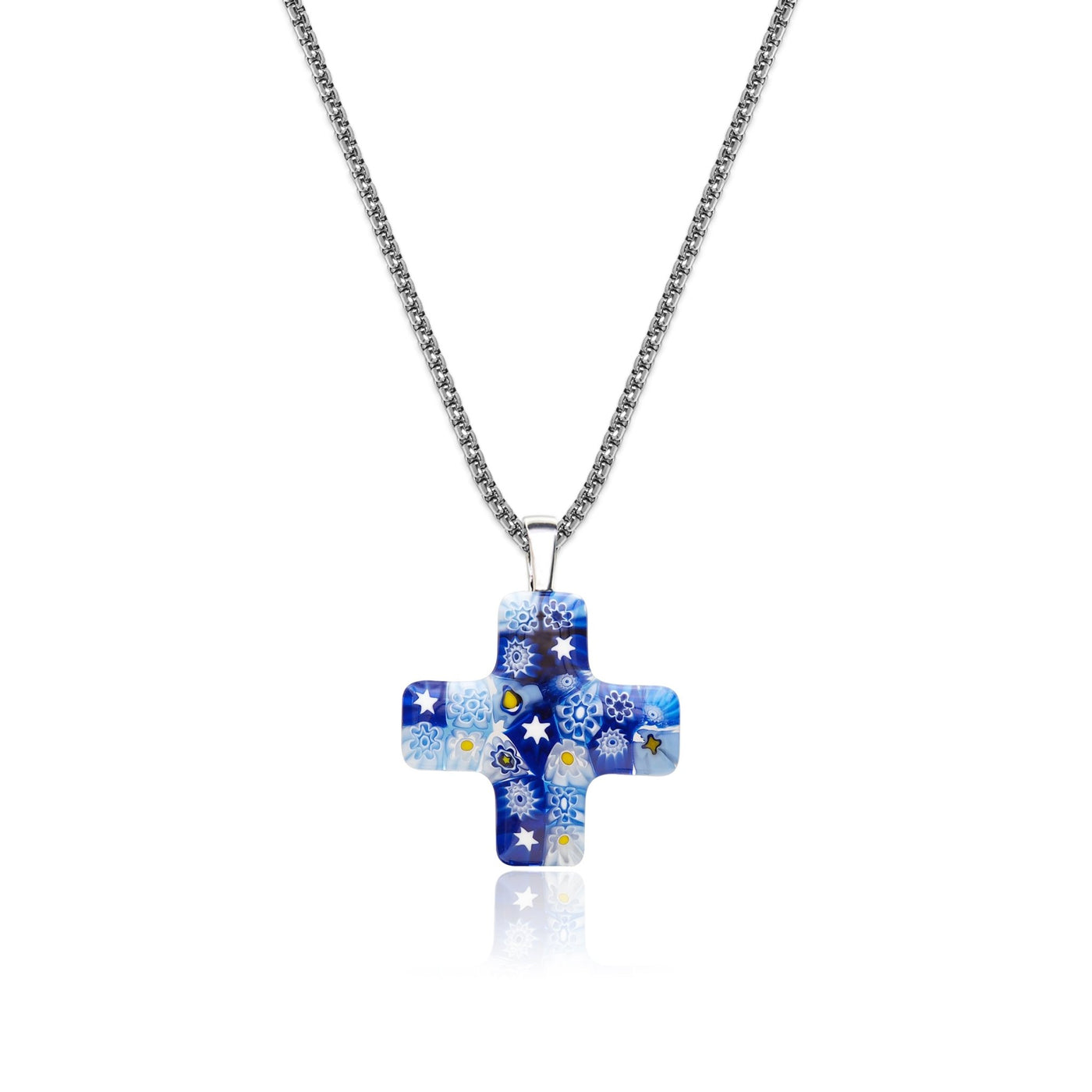 Starry Night Greek Cross Necklace - 2mm 316L Stainless Steel - Pendant Necklace