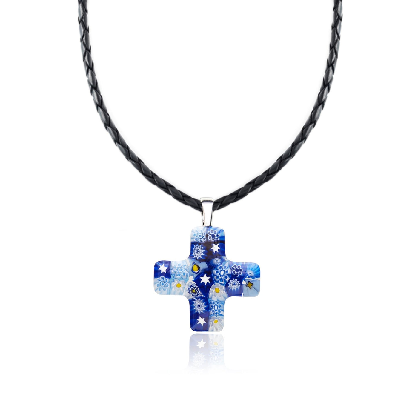 Starry Night Greek Cross Necklace - 2mm 316L Stainless Steel - Pendant Necklace