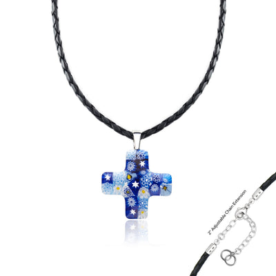 Starry Night Greek Cross Necklace - 2mm 316L Stainless Steel - Pendant Necklace