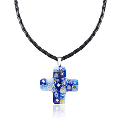 Starry Night Greek Cross Necklace - 2mm 316L Stainless Steel - Pendant Necklace