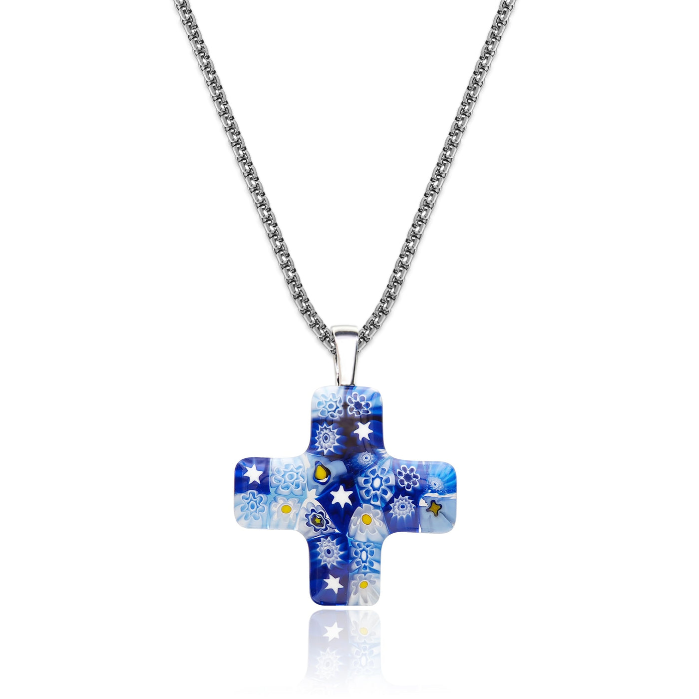 Starry Night Greek Cross Necklace - 2mm 316L Stainless Steel - Pendant Necklace