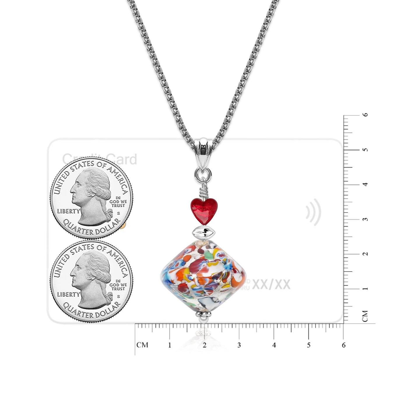 The Kiss Elegance Silver Necklace - Silver x Red Ball - Pendant Necklace