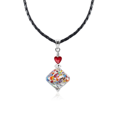 The Kiss Elegance Silver Necklace - Silver x Red Ball - Pendant Necklace