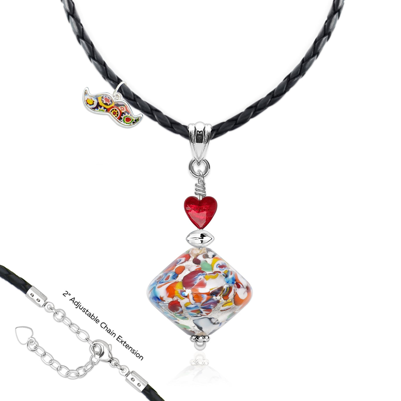 The Kiss Elegance Silver Necklace - Silver x Red Ball - Pendant Necklace