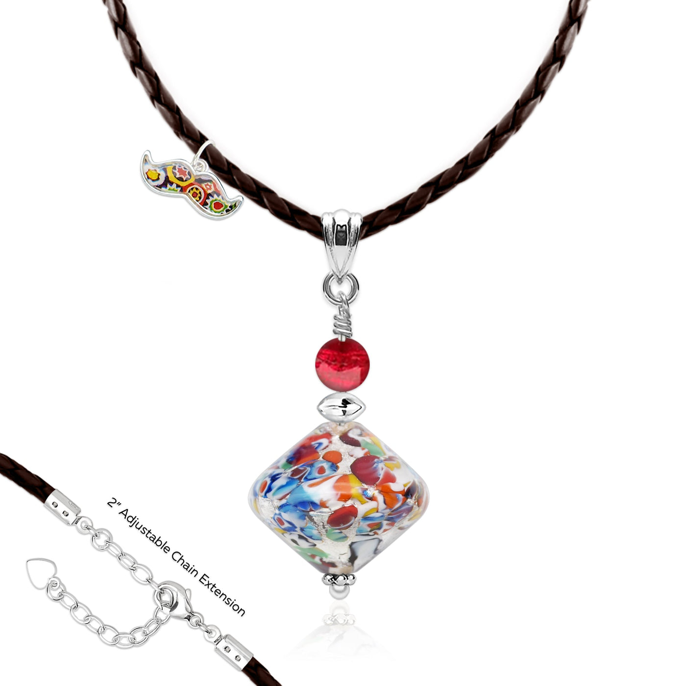 The Kiss Elegance Silver Necklace - Silver x Red Ball - Pendant Necklace