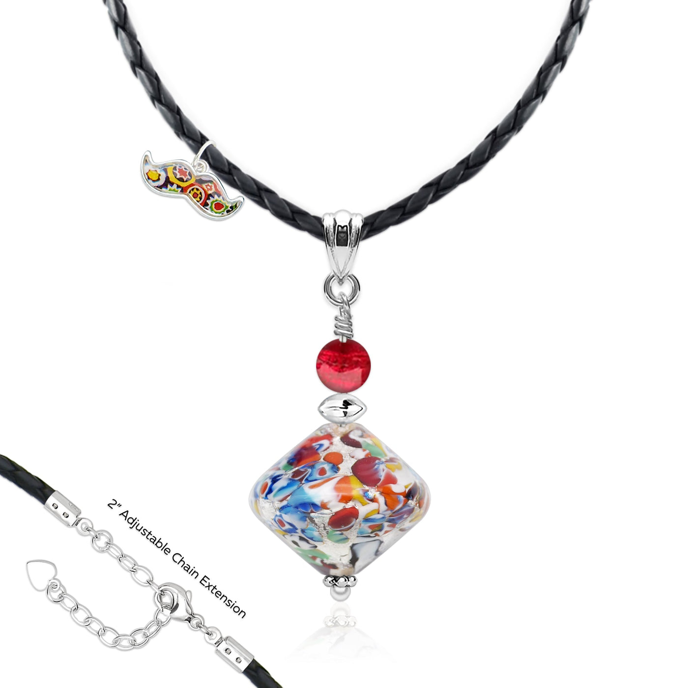 The Kiss Elegance Silver Necklace - Silver x Red Ball - Pendant Necklace