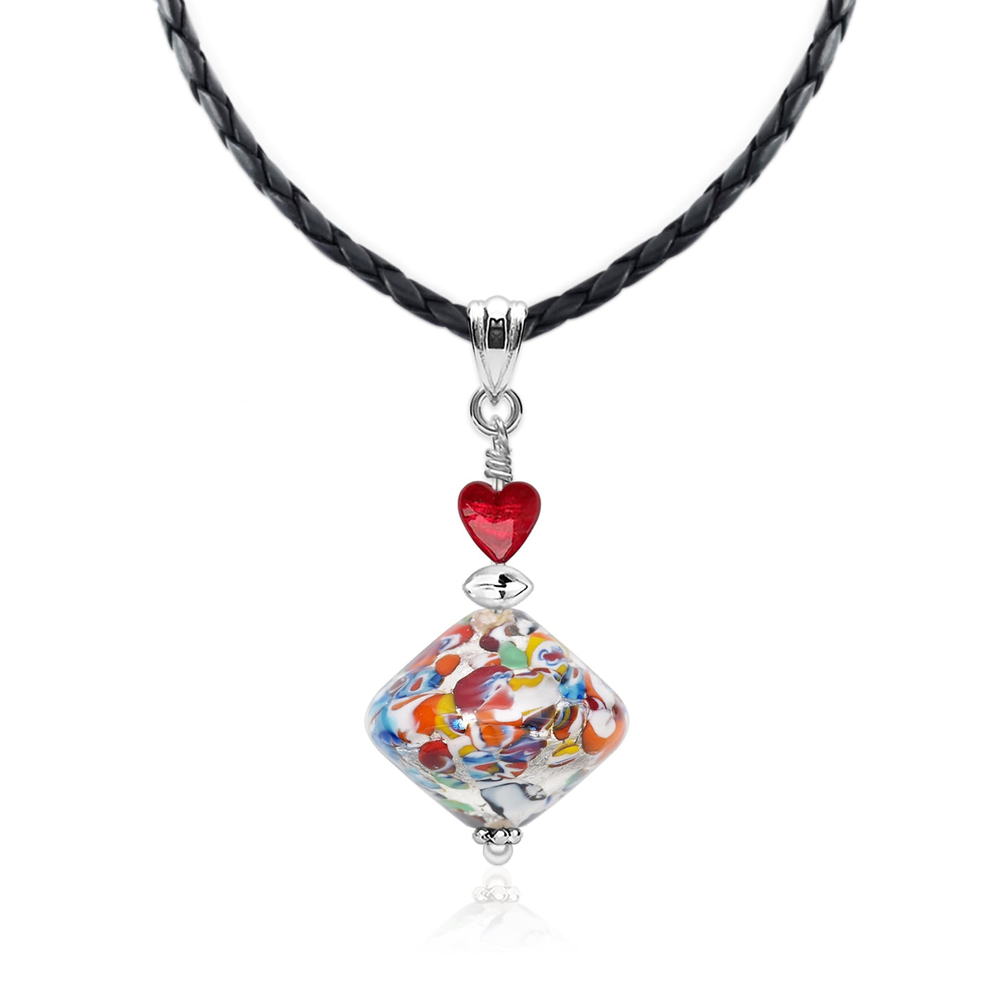 The Kiss Elegance Silver Necklace - Silver x Red Ball - Pendant Necklace