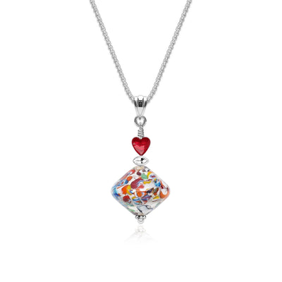 The Kiss Elegance Silver Necklace - Silver x Red Ball - Pendant Necklace